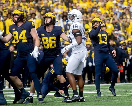 Joel Honigford (84), Luke Schoonmaker (86), Brad Robbins (91), and Jake Moody (13)