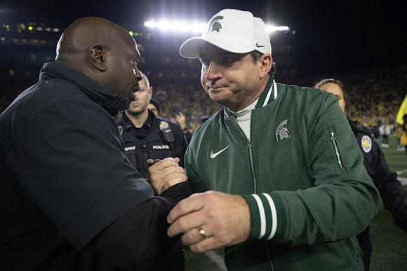 Tony Alford and Michigan State Head Coach Jonathan Smith