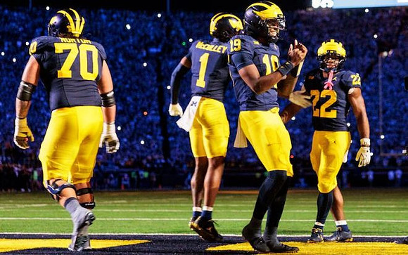 Brady Norton (70), Donaven McCulley (1), Bryce Underwood (19), and Justice Haynes (22)