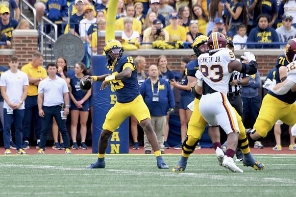 Bryce Underwood (19) and Evan Link (71)