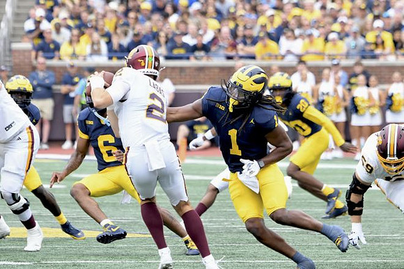 Brandyn Hillman (6), Jaishawn Barham (1), and Jyaire Hill (20)