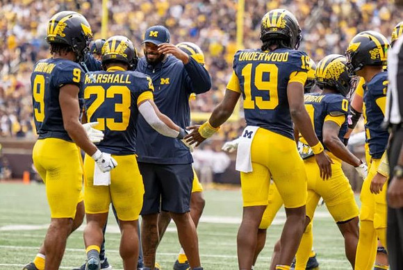 Channing Goodwin (9), Jordan Marshall (23), Bryce Underwood (19), and Semaj Morgan (0)