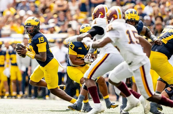 Bryce Underwood (19), Jordan Marshall (23), and Blake Frazier (77)