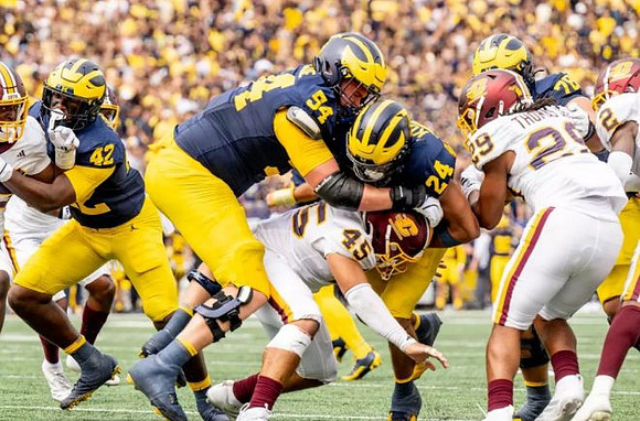 Jalen Hoffman (42), Andrew Sprague (54), Bryson Kuzdzal (24), and Lawrence Hattar (78)