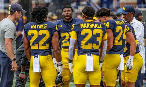 Justice Haynes (22), Jasper Parker (27), Jordan Marshall (23), Bryson Kuzdzal (24), and Jamar Browder (6)