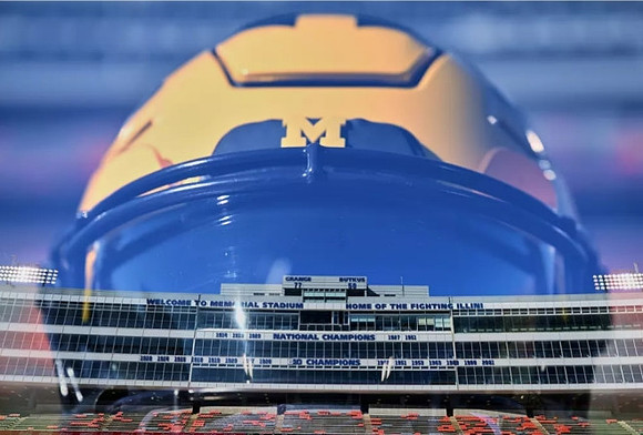Michigan Helmet and Memorial Stadium