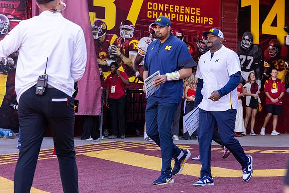 Sherrone Moore and Ron Bellamy