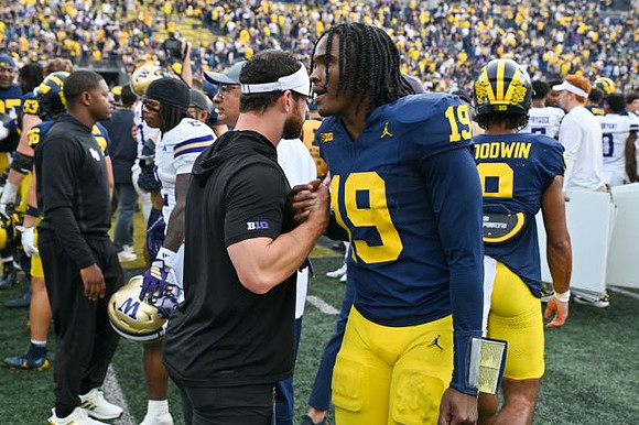 Bryce Underwood (19) and Channing Goodwin (9)