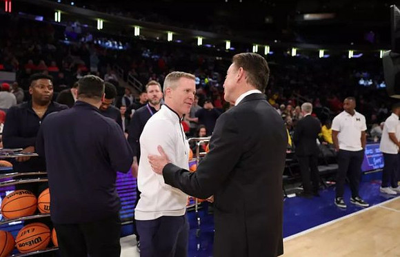 Dusty May and St. John's Head Coach Rich Pitino