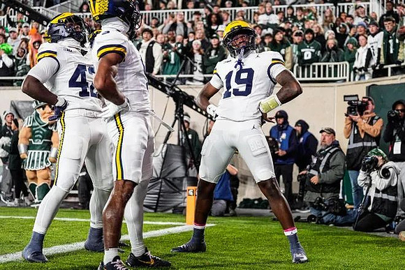 Jalen Hoffman (42), Channing Goodwin (9), and Bryce Underwood (19)
