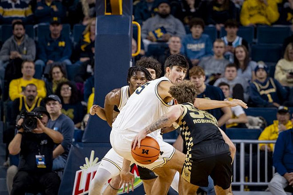 Morez Johnson Jr. (21) and Aday Mara (15)