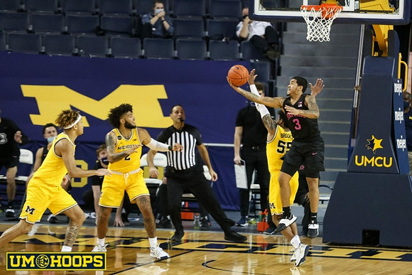 Terrance Williams II (5), Isaiah Livers (2), and Eli Brooks (55)