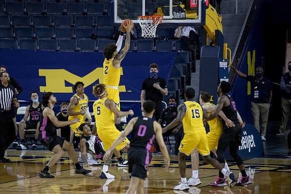 Eli Brooks (55), Terrance Williams II (5), Isaiah Livers (2), Chaundee Brown Jr. (15), and Franz Wagner (21)