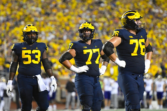Trente Jones (53), Trevor Keegan (77), and Ryan Hayes (76)