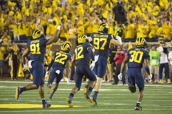 Taylor Upshaw (91), Gemon Green (22), Josh Ross (12), Aidan Hutchinson (97), and Daxton Hill (30)
