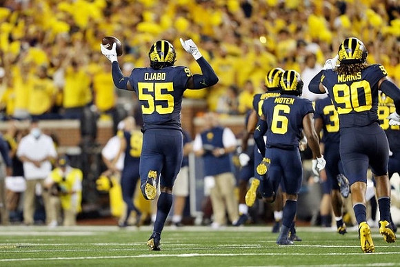 David Ojabo (55), R.J. Moten (6), and Mike Morris (90)
