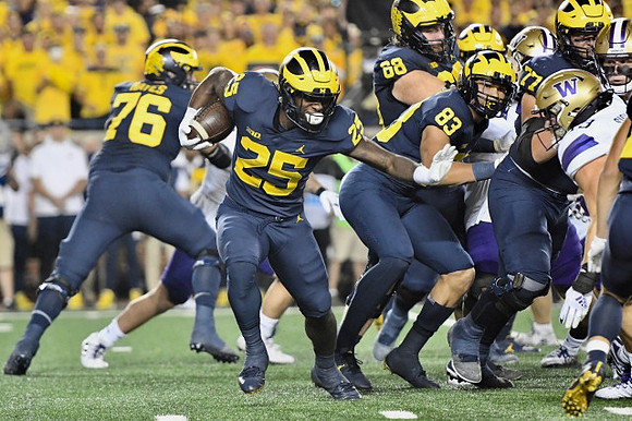 Ryan Hayes (76), Hassan Haskins (25), Andrew Vastardis (68), Erick All (83), and Trevor Keegan (77)
