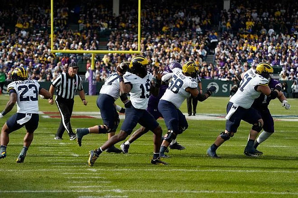Jordan Marshall (23), Blake Frazier (77), Bryce Underwood (19), Giovanni El-Hadi (58), and Greg Crippen (51)