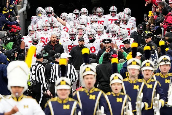 Ohio State Head Coach Ryan Day and Michigan Band
