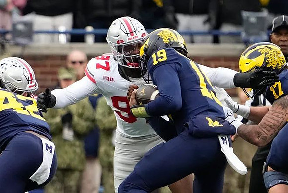 Jalen Hoffman (42), Bryce Underwood (19), and Marlin Klein (17)