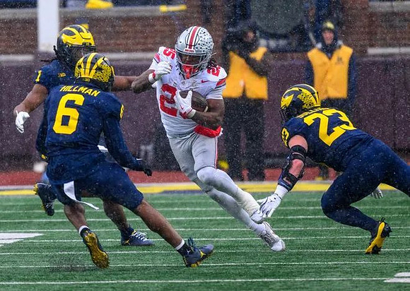 Jaishawn Barham (1), Brandyn Hillman (6), and Cole Sullivan (23)