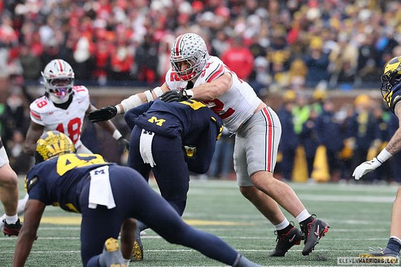 Jalen Hoffman (42) and Bryce Underwood (19)