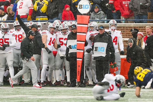 Ohio State Head Coach Ryan Day and Deakon Tonielli (88)