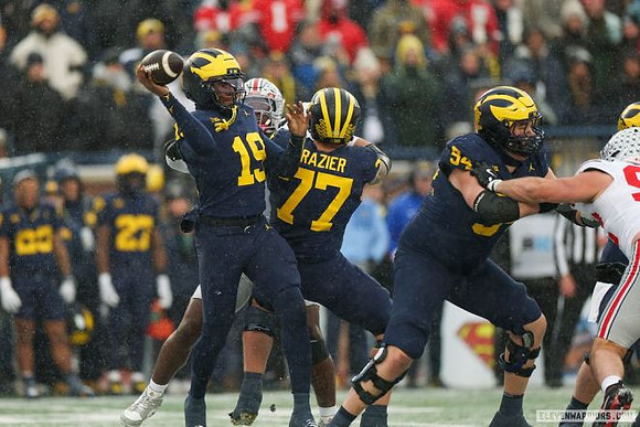 Bryce Underwood (19), Blake Frazier (77), and Andrew Sprague (54)