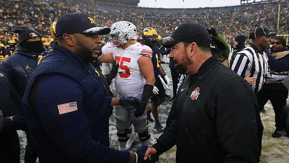 Sherrone Moore and Ohio State Head Coach Ryan Day