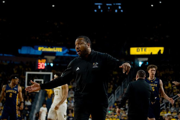 La Salle Head Coach Darris Nichols and Roddy Gayle Jr. (11)