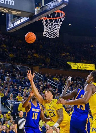 Yaxel Lendeborg (23) and Morez Johnson Jr. (21)