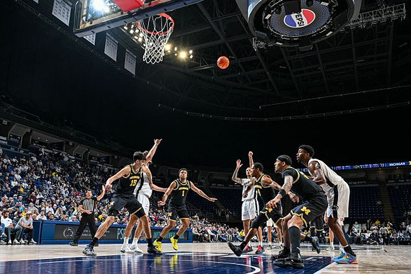 Aday Mara (15), Trey McKenney (1), Nimari Burnett (4), and Yaxel Lendeborg (23)