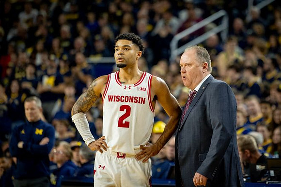 Dusty May and Wisconsin Head Coach Greg Gard