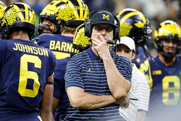 Cornelius Johnson (6), Karsen Barnhart (52), Jim Harbaugh, and Ronnie Bell (8)