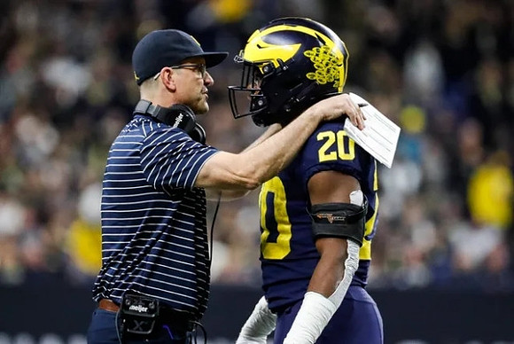 Jim Harbaugh and Kalel Mullings (20)