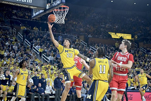 Elliot Cadeau (3), Yaxel Lendeborg (23), Roddy Gayle Jr. (11), and Trey McKenney (1)