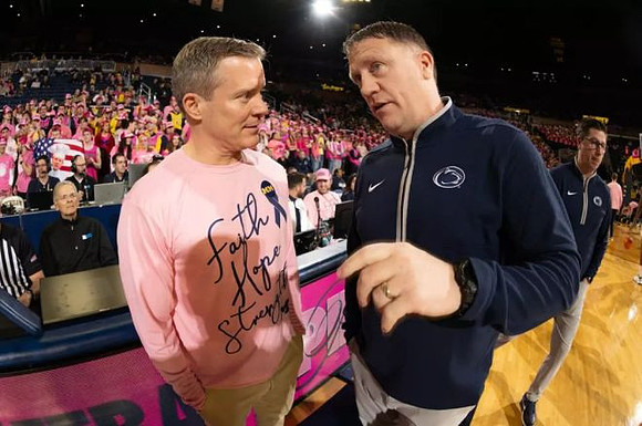 Dusty May and Penn State Head Coach Mike Rhoades