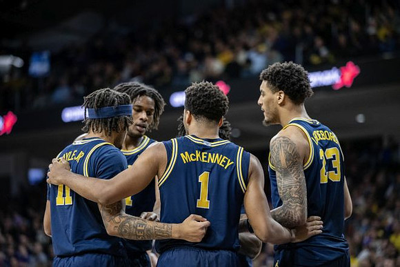 Roddy Gayle Jr. (11), Morez Johnson Jr. (21), Trey McKenney (1), and Yaxel Lendeborg (23)