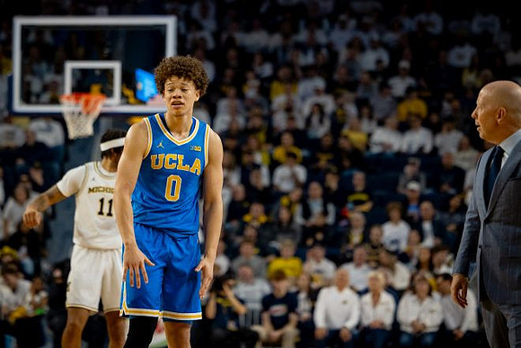 Roddy Gayle Jr. (11) and UCLA Head Coach Mick Cronin