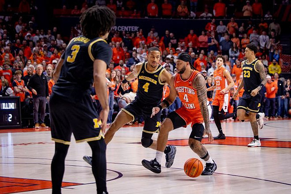 Elliot Cadeau (3), Nimari Burnett (4), and Yaxel Lendeborg (23)