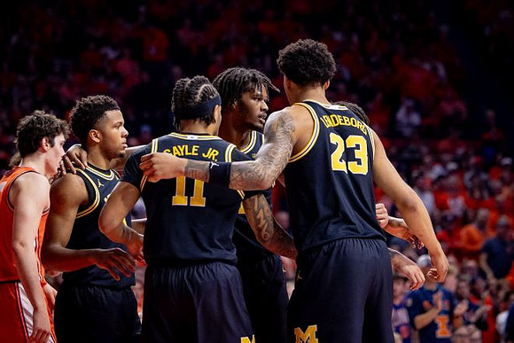 Trey McKenney (1), Roddy Gayle Jr. (11), Morez Johnson Jr. (21), and Yaxel Lendeborg (23)