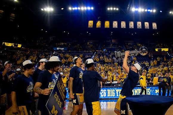 Michigan Team and Big Ten Championship Trophy