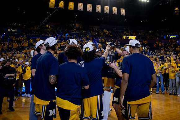 Michigan Team and Big Ten Championship Trophy