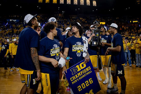Michigan Team and Big Ten Championship Trophy