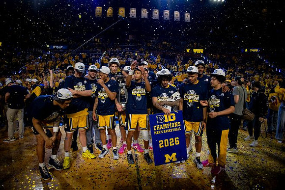 Michigan Team and Big Ten Championship Trophy