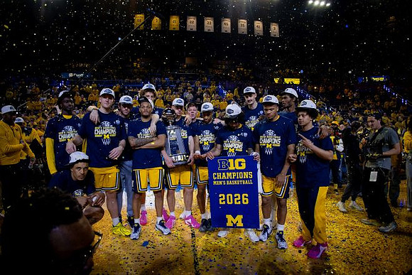 Michigan Team and Big Ten Championship Trophy