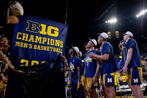 Michigan Team and Big Ten Championship Trophy