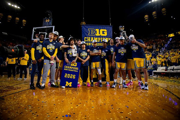 Michigan Team and Big Ten Championship Trophy