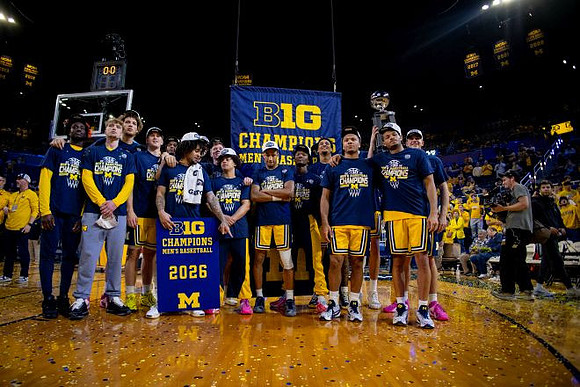 Michigan Team and Big Ten Championship Trophy