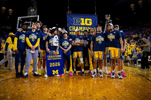 Michigan Team and Big Ten Championship Trophy
